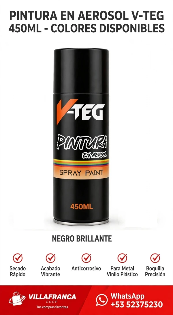 Pintura Spray 450 ml NEGRO's foto | Villafranca Shop |  BizneCubano