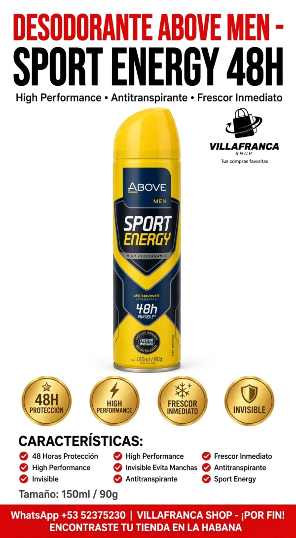 Desodorante Spray Above Men Sport Energy's foto | Villafranca Shop |  BizneCubano