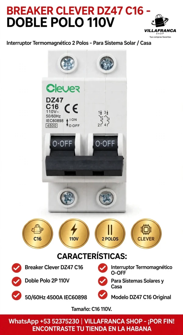 Breker Doble 16A CORRIENTE ALTERNA's foto | Villafranca Shop |  BizneCubano