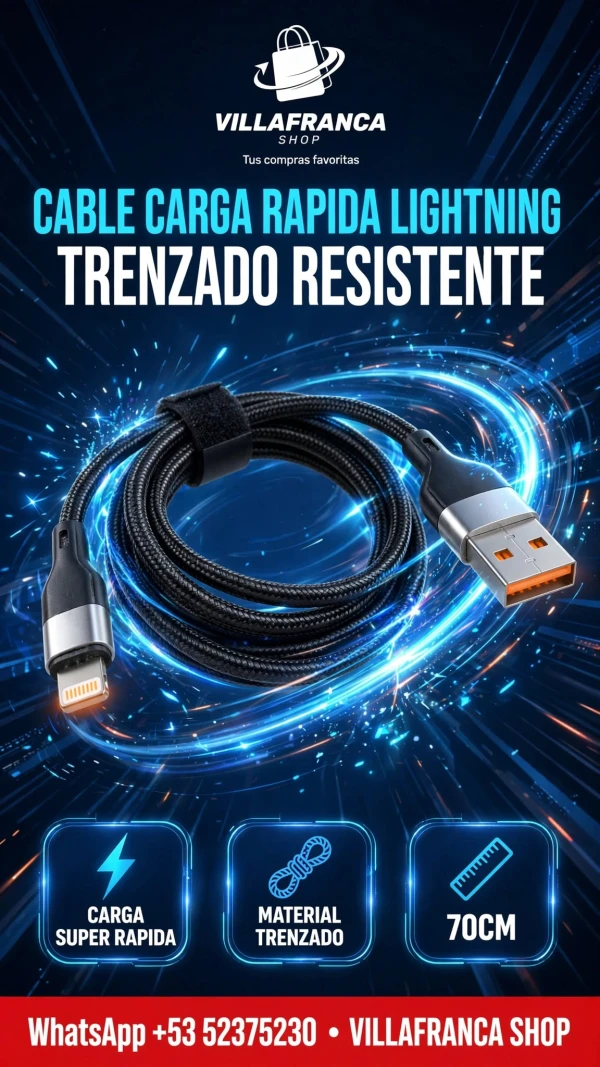 Cable CARGA Y DATOS tipo Lightning ( iphone )'s foto | Villafranca Shop |  BizneCubano