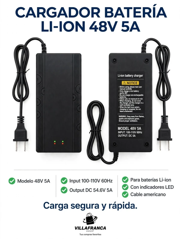 CARGADOR BATERIA BICIMOTO 48V 5A's foto | Villafranca Shop |  BizneCubano