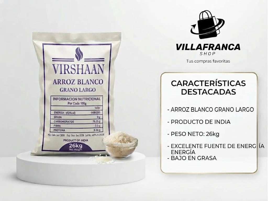 Saco de arroz Virshaan 26K's foto | Villafranca Shop |  BizneCubano