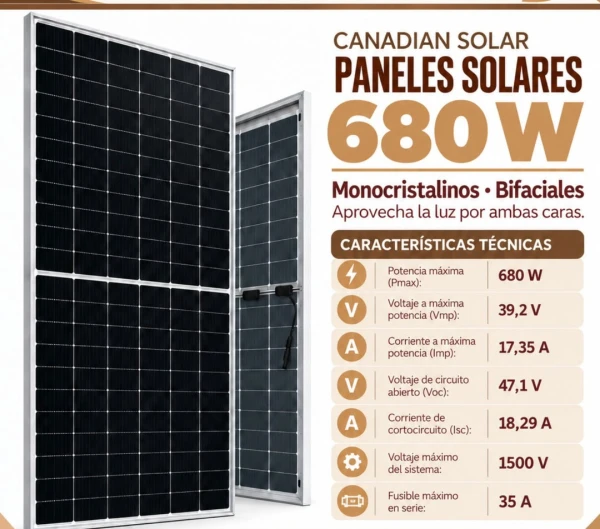 Panel solar 680W 17.35A    Vmp 39.2V  Voc 47.1V's foto | Villafranca Shop |  BizneCubano